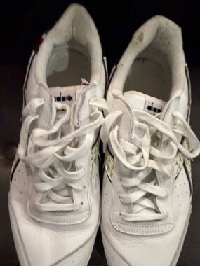 adidas White Sneakers with Gold Accent Detailing , all white on white and grey